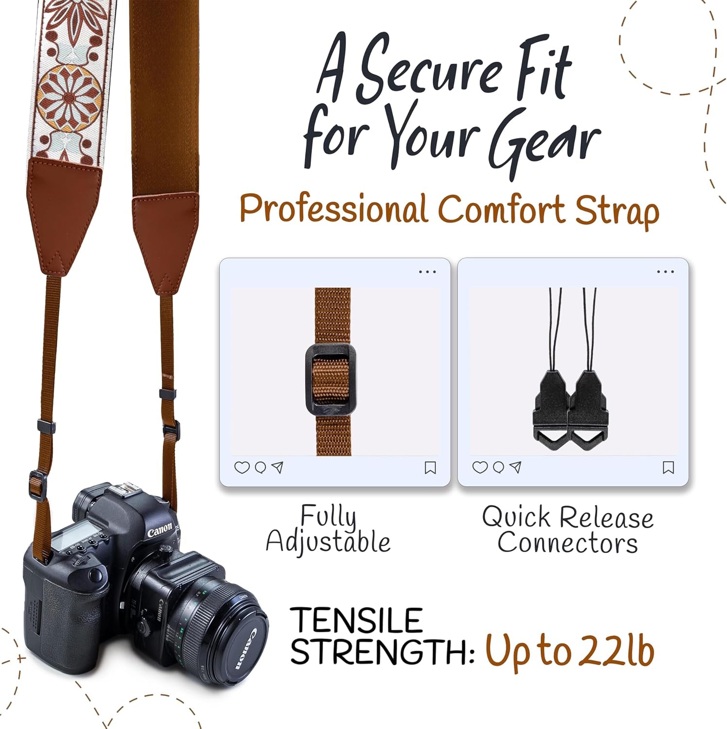 Camera Strap for All DSLR and Mirrorless Cameras. Add Your Name or Initials Make It a Personalized Gift