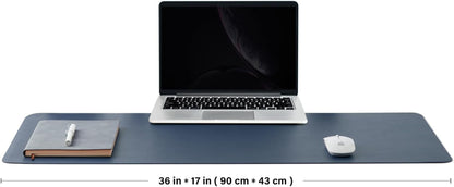 Cork Desk Mat - Dual-Sided Desk Pad for Office and Home - Desk Organization and Accessories - Ideal for Large Mouse Pad and Desk Mats on Top of Desks(Dark Blue,90Cmx 43Cm)