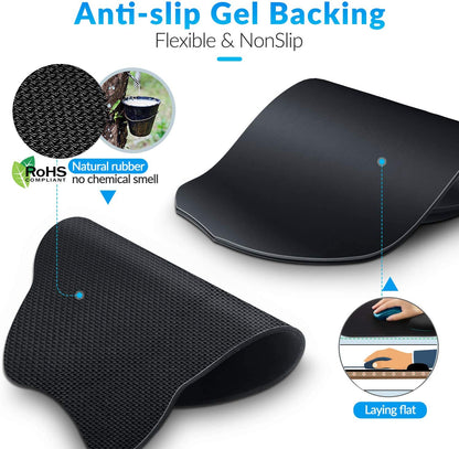 Mouse Pad Wrist Support [2 Pack], Upgrade Smooth Superfine Fibre Memory round Foam Ergonomic Mousepad with Nonslip Base for Laptop, Computer, Gaming, Office