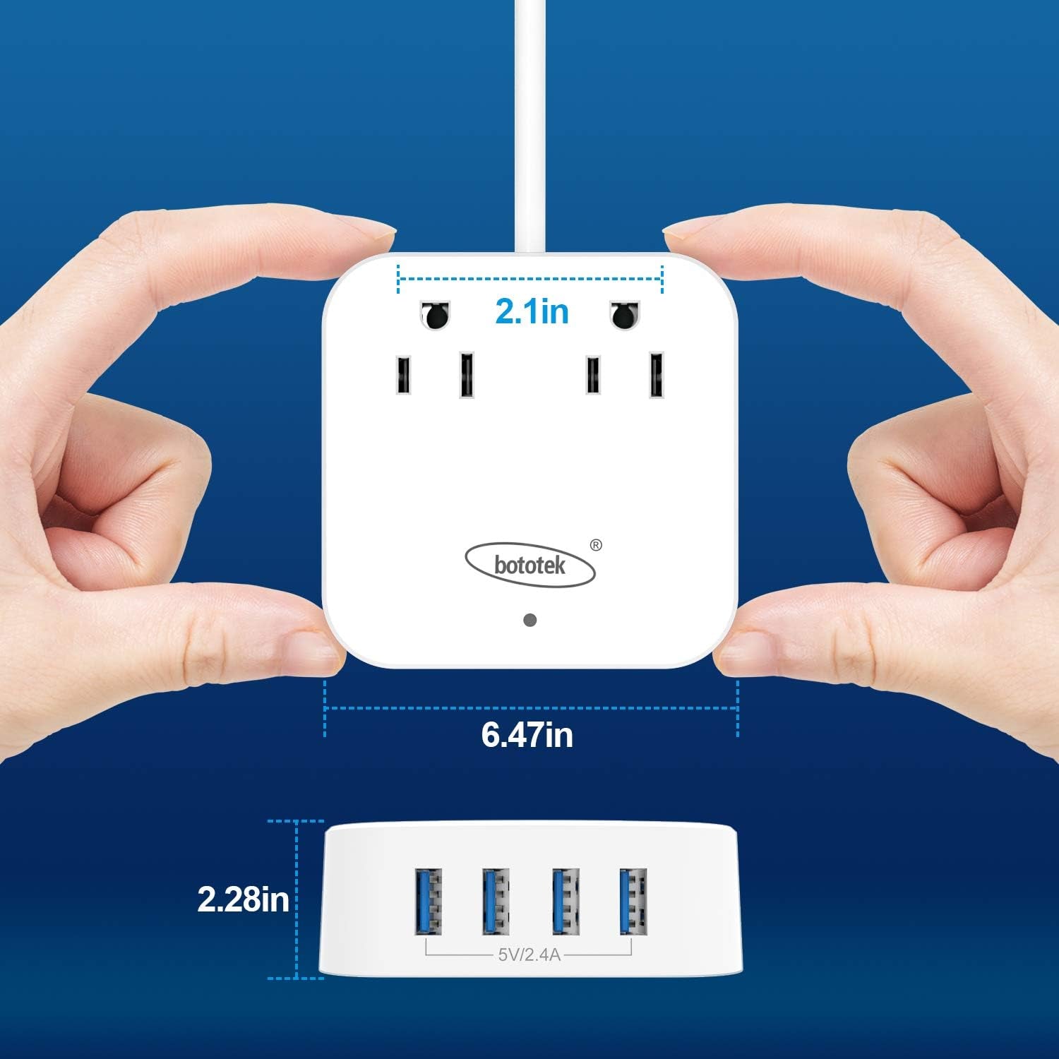 Power Strip,  Travel Power Strip Extension Cord with 2 Widely Outlets 4 USB Ports, Flat Plug, 4Ft Desk USB Charging Station for Dorm Room Home and Cruise Ship Essentials Travel