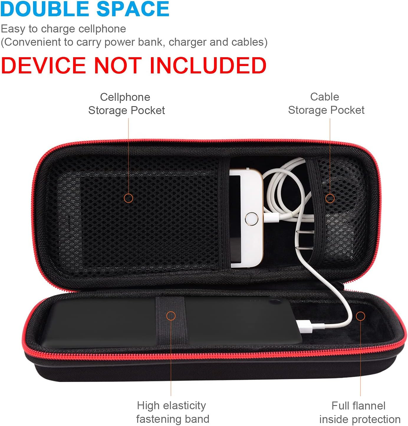 Hard Travel Case Fit for Ravpower 26800/20100/20000Mah, Anker Power Core 26800Mah/Powercore +26800Mah, Dulla M50000 Power Bank 12000Mah, ROMOSS 30000Mah, Lab599 Tx500 Radio by  (Large Black)