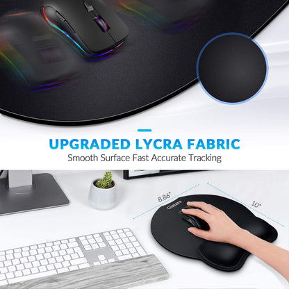 Mouse Pad Wrist Support [2 Pack], Upgrade Smooth Superfine Fibre Memory round Foam Ergonomic Mousepad with Nonslip Base for Laptop, Computer, Gaming, Office