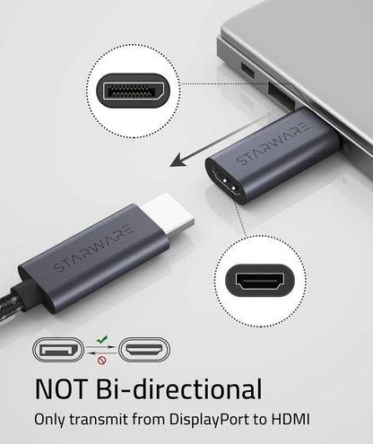 Displayport to HDMI Adapter,  DP Male to HDMI Female Passive Adapter Supporting up to 4K for Displayport Supported Computers to Connect HDMI Displays - Space Gray Aluminum