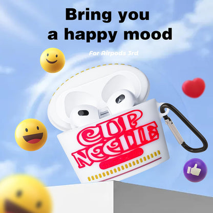 Case for Airpods 3 3Rd Generation Cute Soft Silicone 3D Funny Fun for Air Pod 3 (2021) Cover Unique Fashion Food Design Skin Cartoon Cases (Cup Noodle)