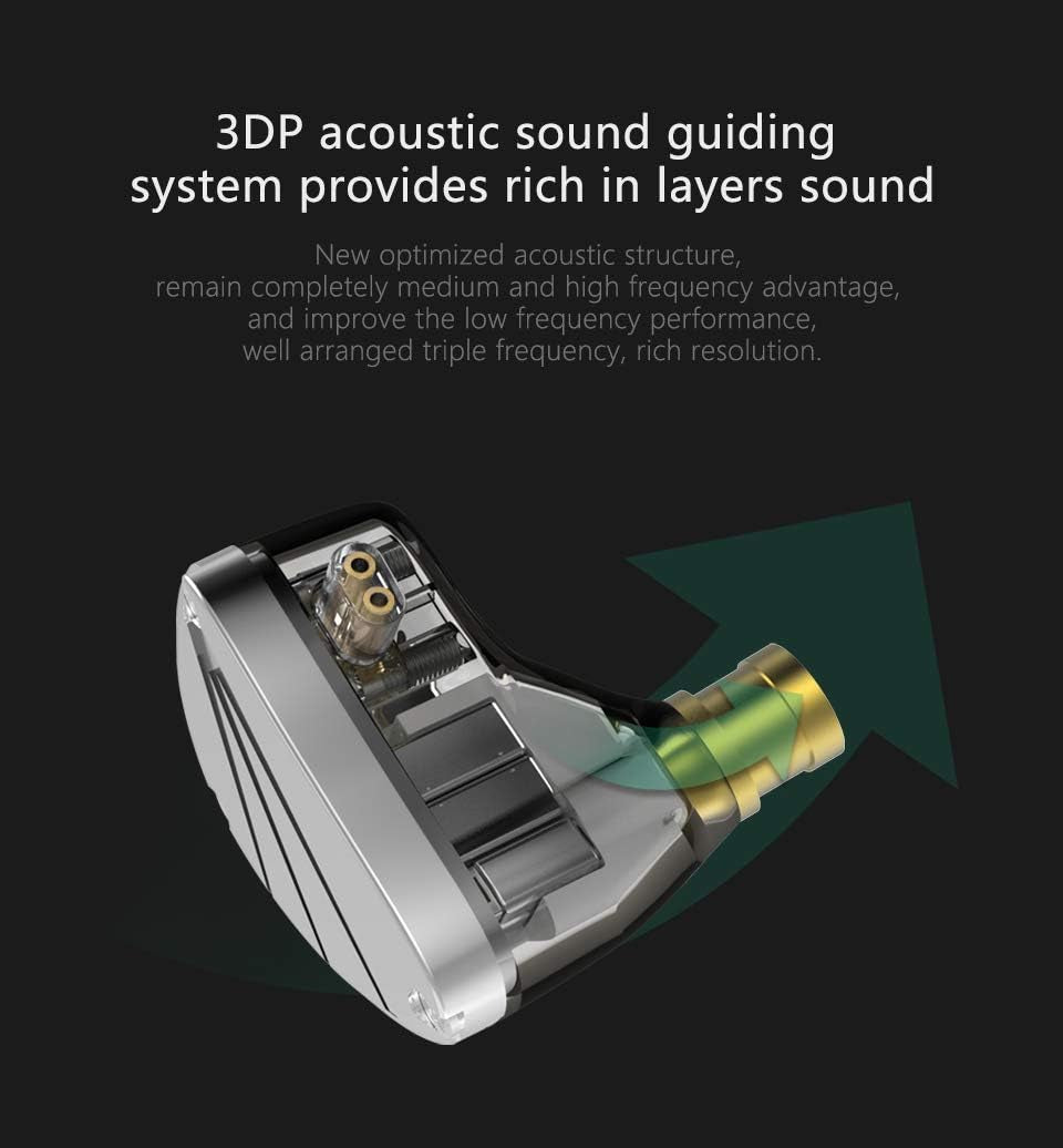 Kbear KB10 Pure IEM 5 Drivers Stage in Ear Monitor with Detachable 2 Pin Cable for Singer(With Microphone, Silver Black)