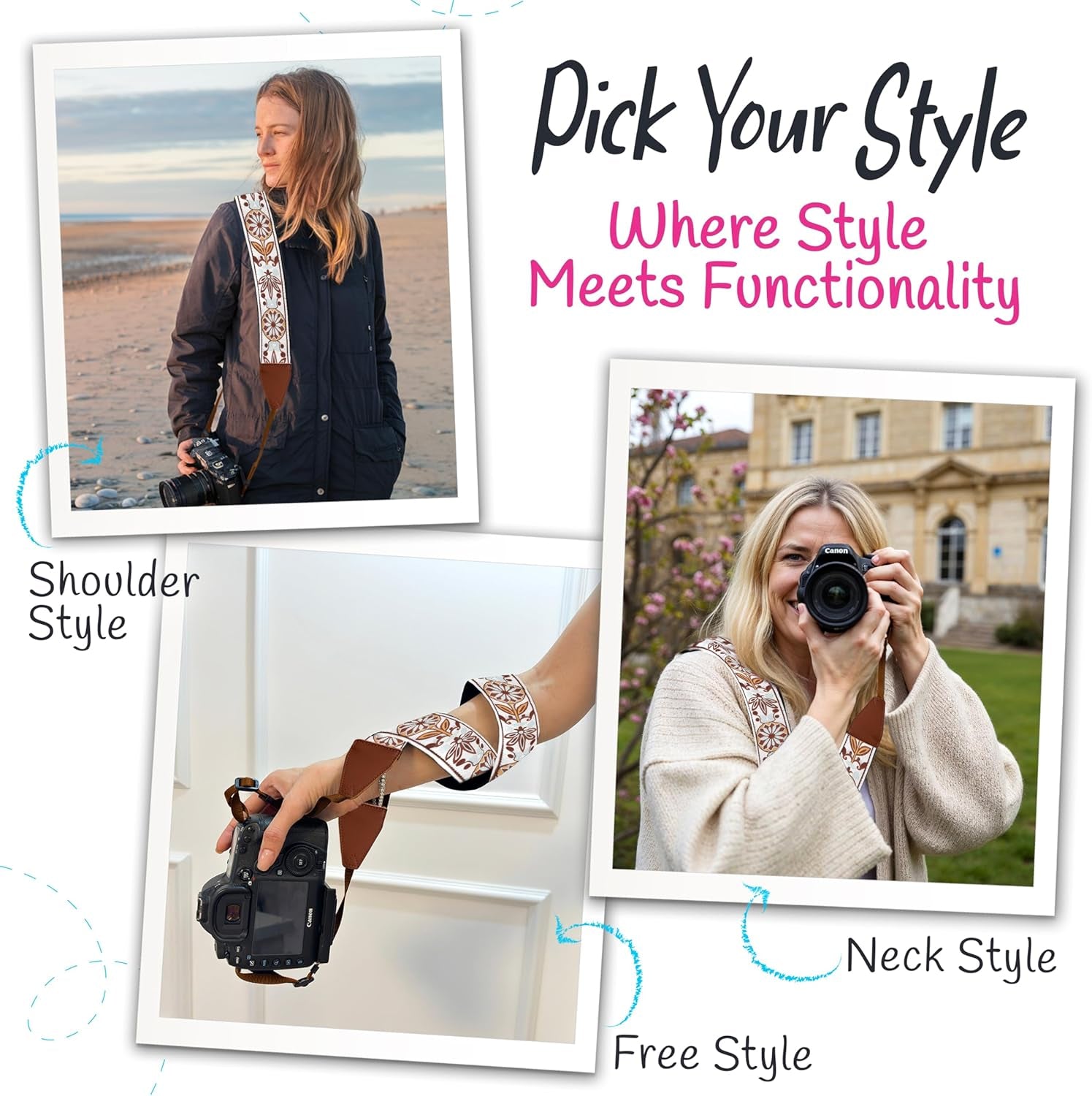 Camera Strap for All DSLR and Mirrorless Cameras. Add Your Name or Initials Make It a Personalized Gift