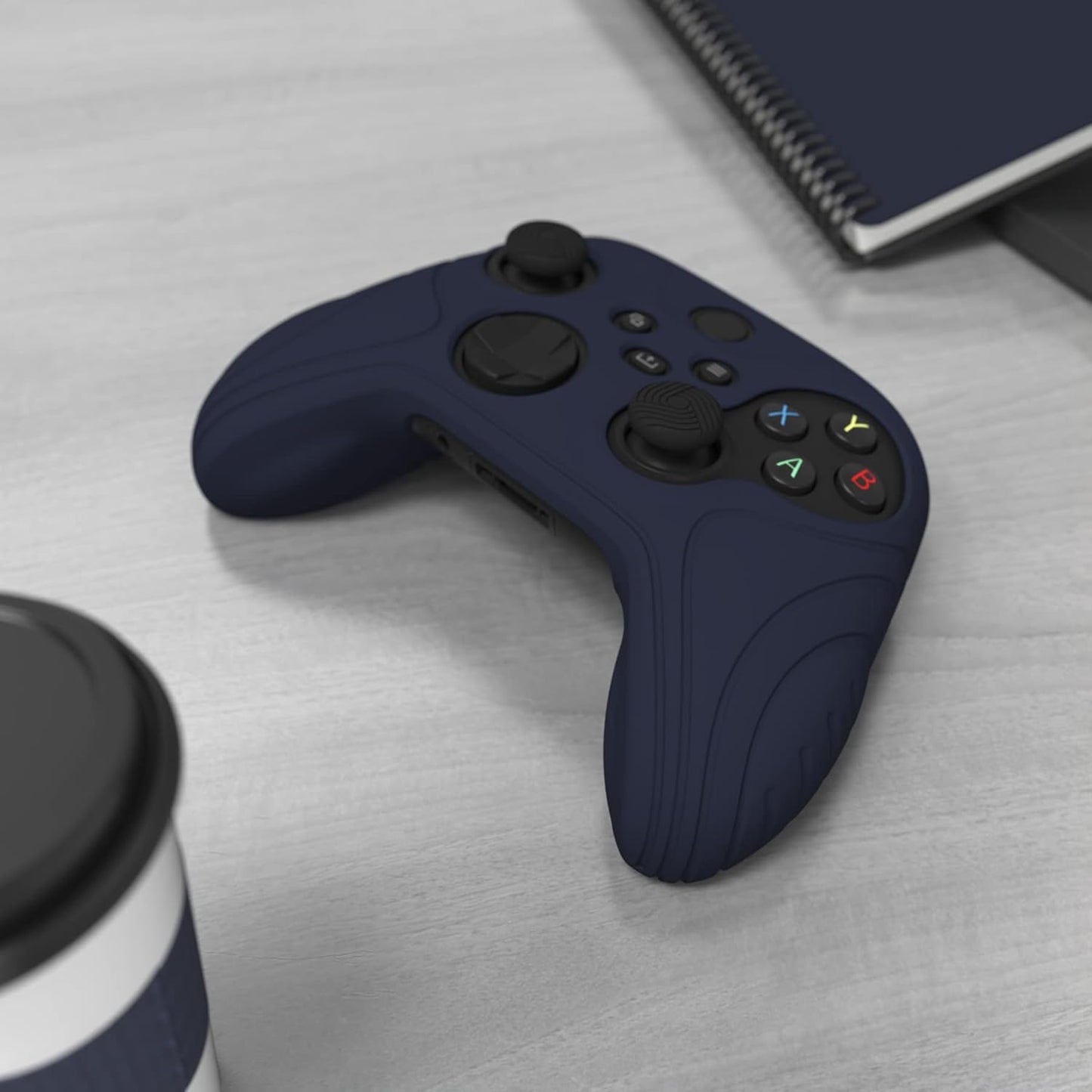 Playvital Samurai Edition Anti-Slip Controller Grip Silicone Skin for Xbox Core Controller, Ergonomic Protective Case Cover for Xbox Series S/X W/Thumb Grips - Midnight Blue