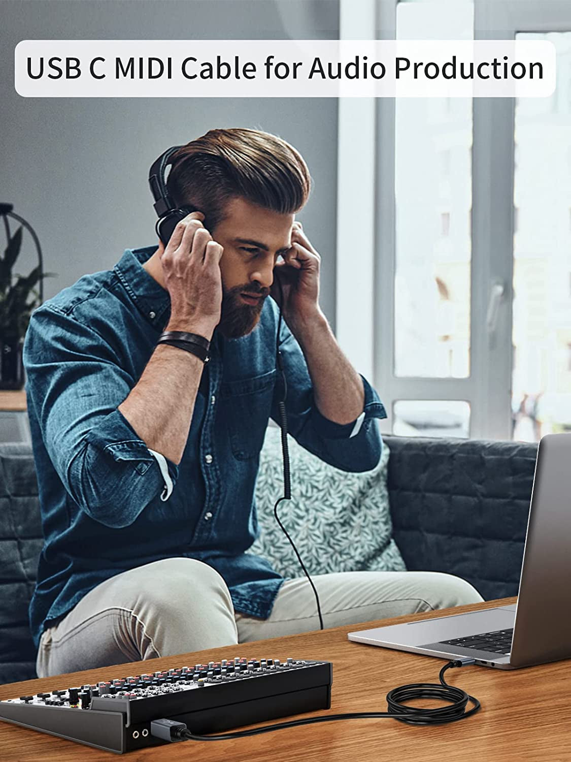 USB-C Printer Cable 2 M, Type B 2.0 Cable Compatible with Macbook Pro, HP, Canon, Brother, Samsung Printers, PVC with Aluminium Housing, 6.6 Ft/Black