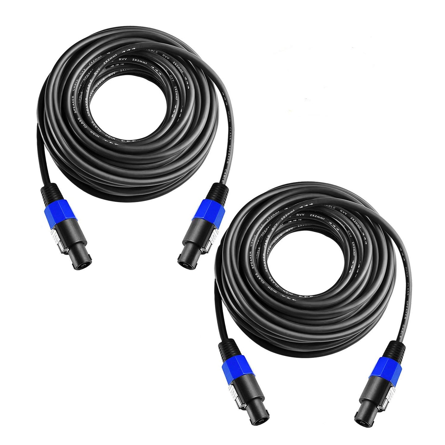 2Pcs 10 Feet Professional Speakon to Speakon Cables Wire Speaker Audio Amplifier Cord 7Mm with Twist Lock