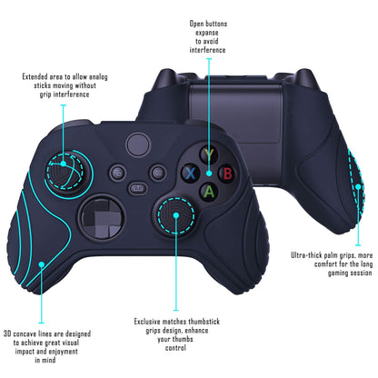 Playvital Samurai Edition Anti-Slip Controller Grip Silicone Skin for Xbox Core Controller, Ergonomic Protective Case Cover for Xbox Series S/X W/Thumb Grips - Midnight Blue