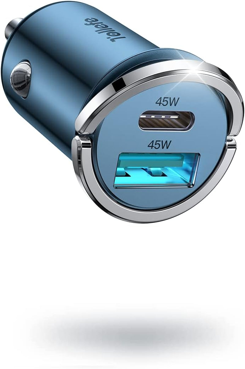 USB C Car Charger, [PD45W & QC45W] Dual Fast Ports Fast Charge Car Charger [All Metal & Mini] Cigarette Lighter Adapter for Iphone 14/13/12 Pro Max Samsung S22/21 Note20/10 Google Pixel, Ipad Pro