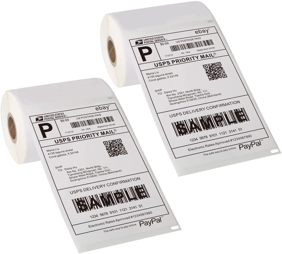 [2 Rolls, 440 Labels] 4”X 6” Postage Thermal Shipping Labels 4X6 Thermal Labels Roll Compatible with Dymo 4XL 1744907 Labelwriter