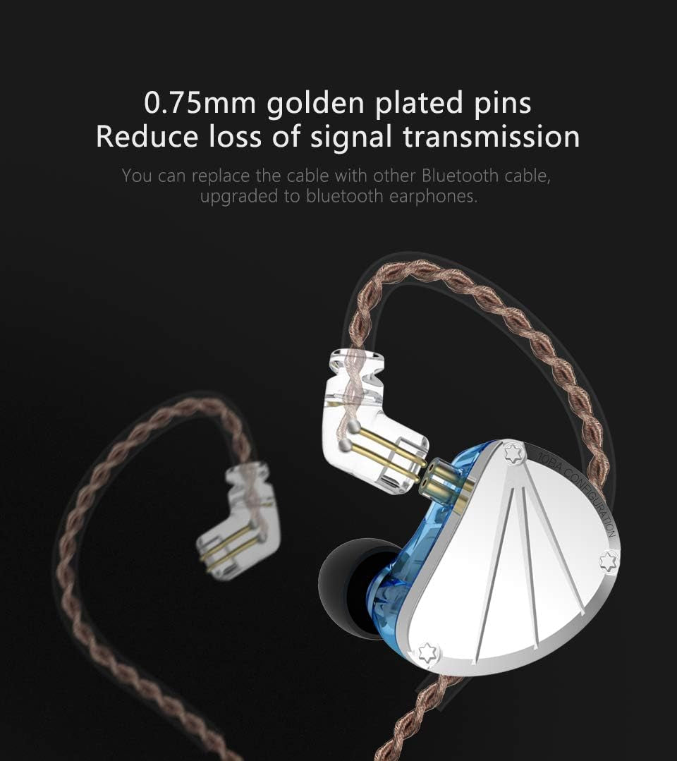 Kbear KB10 Pure IEM 5 Drivers Stage in Ear Monitor with Detachable 2 Pin Cable for Singer(With Microphone, Silver Black)